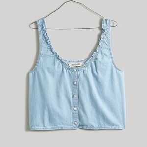 Madewell Denim Ruffled U-Neck Crop Top size M - NWT